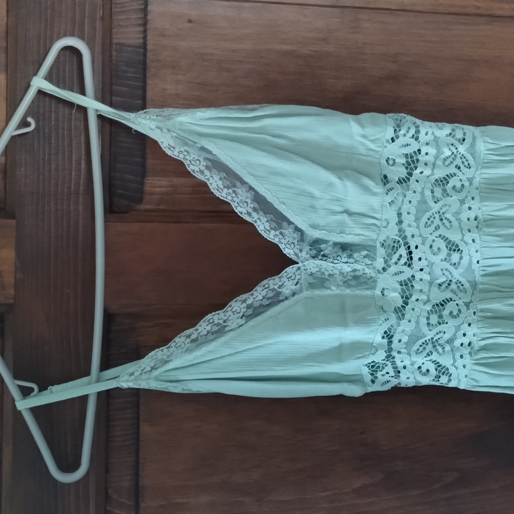 Green, floor length dress